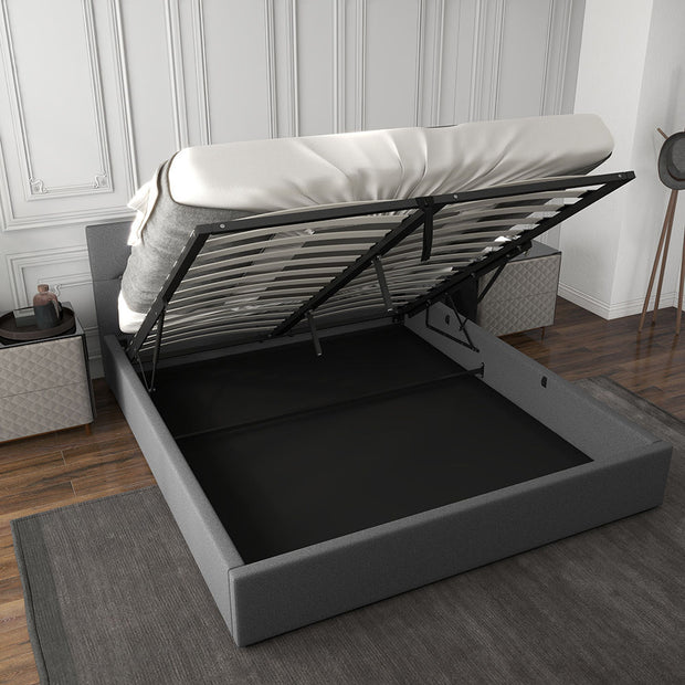 Milano Capri Luxury Gas Lift Bed Frame Base And Headboard With Storage