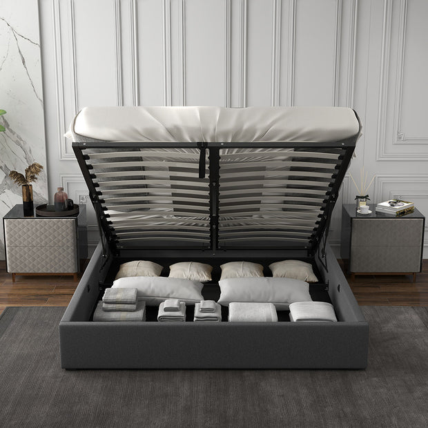 Milano Capri Luxury Gas Lift Bed Frame Base And Headboard With Storage