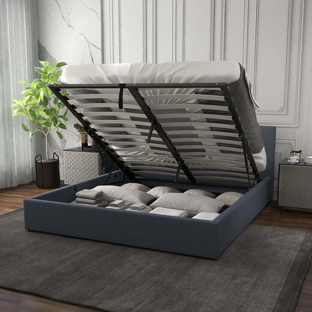 Milano Capri Luxury Gas Lift Bed Frame Base And Headboard With Storage
