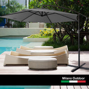 Milano Outdoor 3 Metre Cantilever Umbrella UV Sunshade Garden Patio Deck