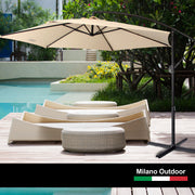 Milano Outdoor 3 Metre Cantilever Umbrella UV Sunshade Garden Patio Deck