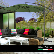 Milano Outdoor 3 Metre Cantilever Umbrella UV Sunshade Garden Patio Deck