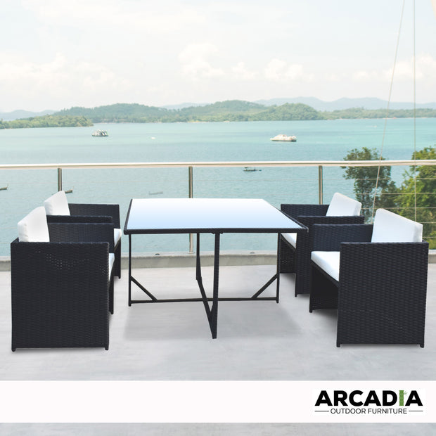 Arcadia Furniture Outdoor Dining Table Set Rattan Table Chairs Garden