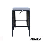 Arcadia Furniture Outdoor 5 Piece Bar Table Set Rattan and Cushions Patio Dining