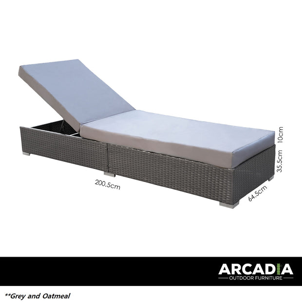 Arcadia Furniture Outdoor Sunlounge Set Rattan Garden Day Bed Lounger