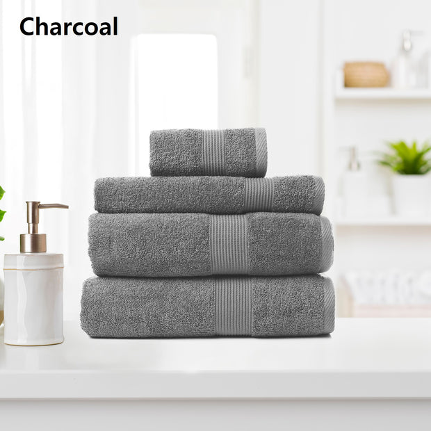 Royal Comfort 4 Piece Cotton Bamboo Towel Set 450GSM Luxurious Absorbent Plush