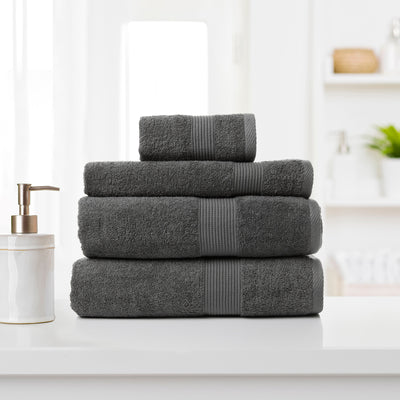 Royal Comfort 4 Piece Cotton Bamboo Towel Set 450GSM Luxurious Absorbent Plush