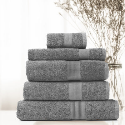 Royal Comfort 5 Piece Cotton Bamboo Towel Set 450GSM Luxurious Absorbent Plush