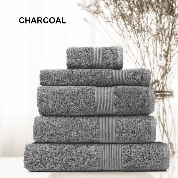 Royal Comfort 5 Piece Cotton Bamboo Towel Set 450GSM Luxurious Absorbent Plush