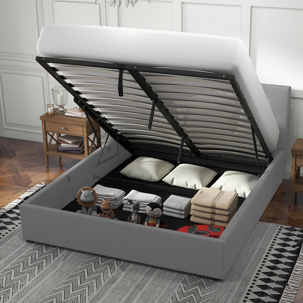 Milano Luxury Gas Lift Bed Frame Base And Headboard With Storage