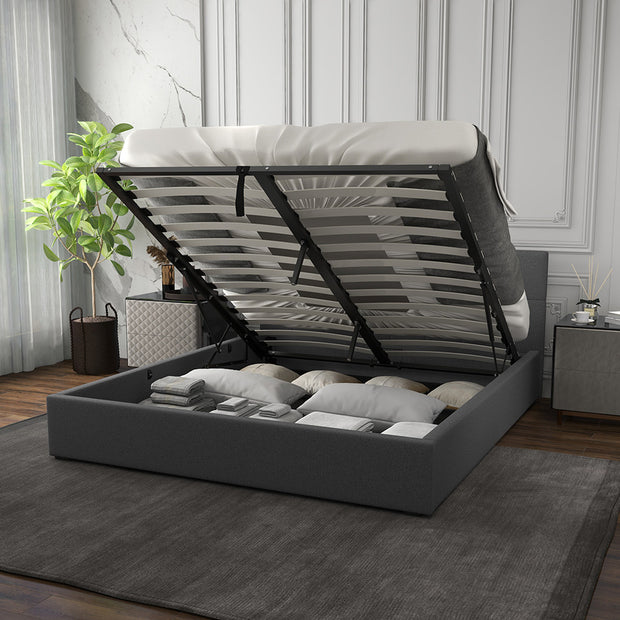 Milano Capri Luxury Gas Lift Bed Frame Base And Headboard With Storage