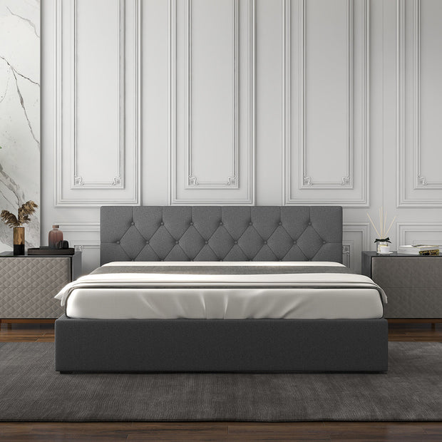 Milano Capri Luxury Gas Lift Bed Frame Base And Headboard With Storage