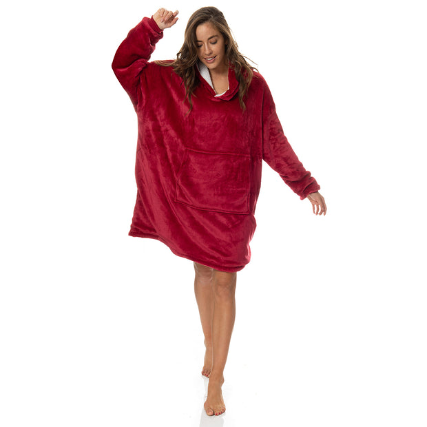 Royal Comfort Snug Hoodie Nightwear Super Soft Reversible Fleece 750GSM