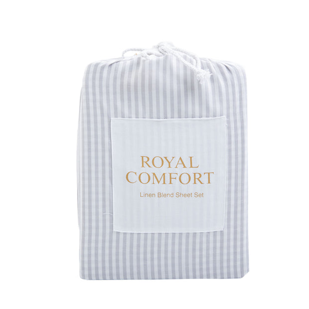 Royal Comfort Stripes Linen Blend Sheet Set Bedding Luxury Breathable Ultra Soft