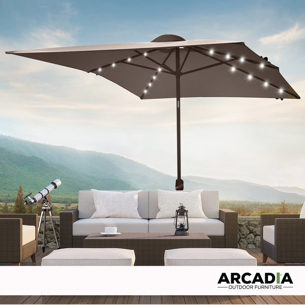 Arcadia Furniture Umbrella 3 Metre Umbrella with Solar LED Lights Garden Yard