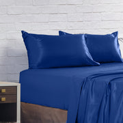 Royal Comfort Satin Sheet Set 4 Piece Fitted Flat Sheet Pillowcases Silky Smooth