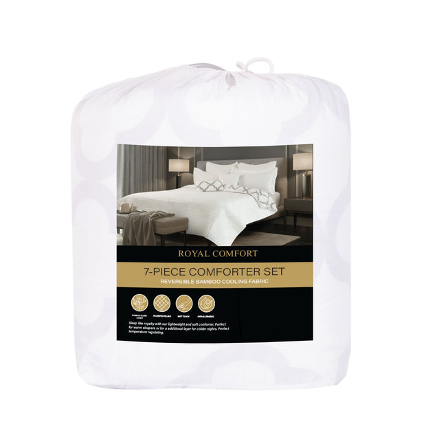 Royal Comfort Bamboo Cooling Reversible 7 Piece Comforter Set Bedspread