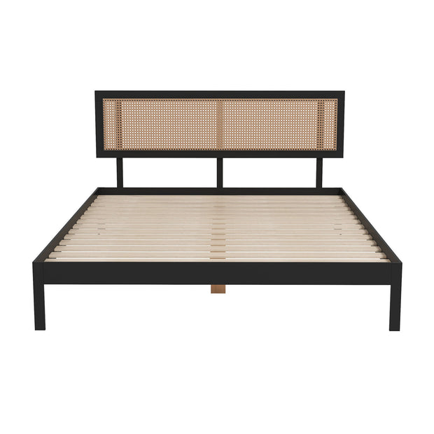 Casa Decor Tulum Platform Bed Rattan Bed Head Solid Wooden Frame