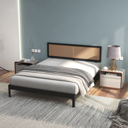 Casa Decor Tulum Platform Bed Rattan Bed Head Solid Wooden Frame