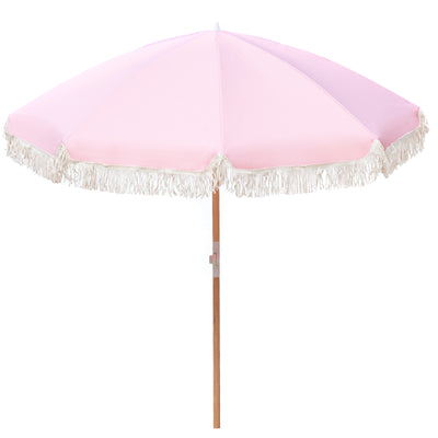 Havana Outdoors Beach Umbrella Portable 2 Metre Fringed Garden Sun Shade Shelter