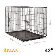 4Paws Dog Cage Pet Crate Cat Puppy Metal Cage ABS Tray Foldable Portable