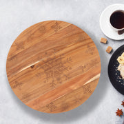 Bread and Butter 18 Inch Wooden Lazy Susan Tray - Wood Snowflake