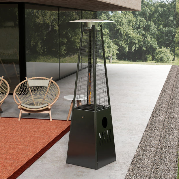 Havana Outdoors Gas Pyramid Flame Heater 13KW Steel Regulator Black