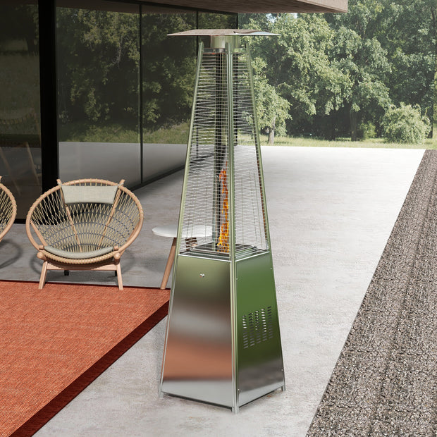 Havana Outdoors Gas Pyramid Flame Heater 13KW Steel Regulator Stainless Steel