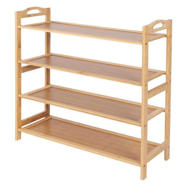 Casa Decor 4-Tier Bamboo Shoe Rack, Durable, Space Saving, Stylish Storage - Oak