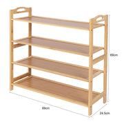 Casa Decor 4-Tier Bamboo Shoe Rack, Durable, Space Saving, Stylish Storage - Oak