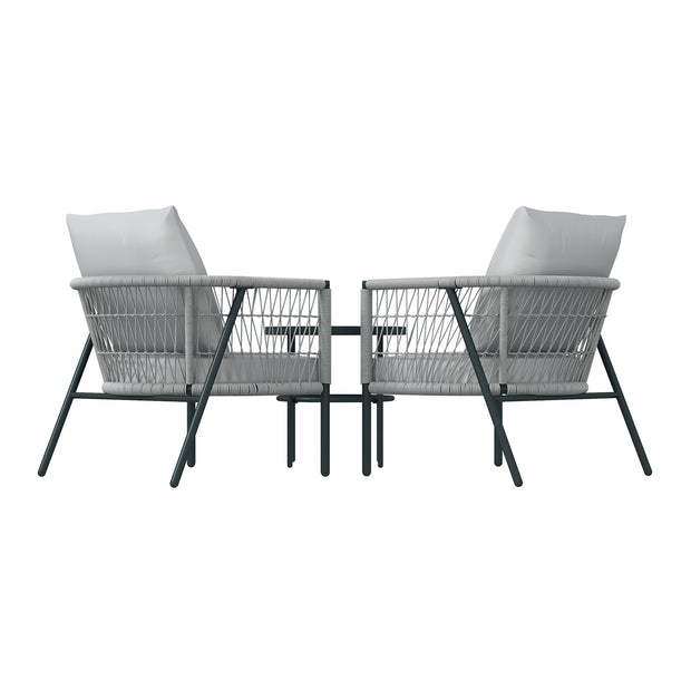 Arcadia Furniture Reims 3 Piece Patio Outdoor Weather Resistant Set Grey