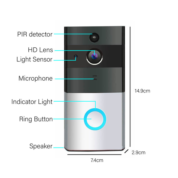 Safe Zone Wireless Video Doorbell Camera 8GB Smart Remote Control Intercom WiFi