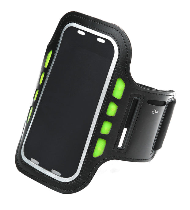 LED Sport Active Biking Glow Night Safety Armband Band w/ Phone Holder