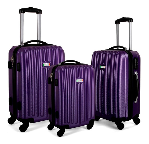 Milano Deluxe 3pc ABS Luggage Suitcase Luxury Hard Case Shockproof Travel Set