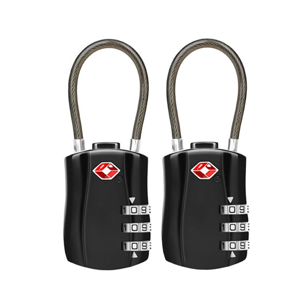 2 x TSA Approved 3 Digit Combination Locks Cable Luggage Suitcase Security Locks