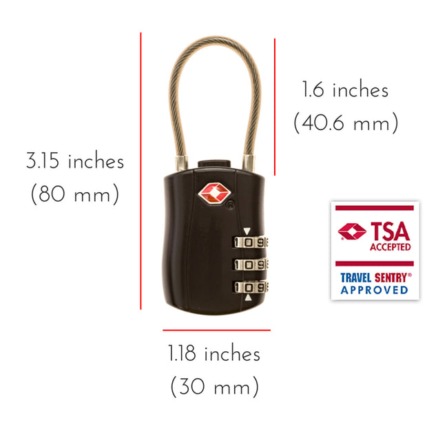 2 x TSA Approved 3 Digit Combination Locks Cable Luggage Suitcase Security Locks