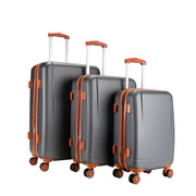 Milano Elite 3pc ABS Luggage Suitcase Luxury Hard Case Shockproof Travel Set