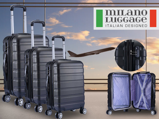 Milano XPander 3pc ABS Luggage Suitcase Luxury Hard Case Shockproof Travel Set