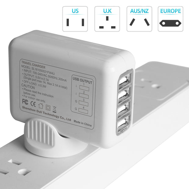 Travel Charger Universal 4 USB Ports Portable