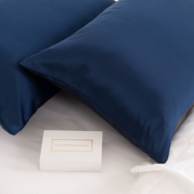 Royal Comfort Mulberry Soft Silk Hypoallergenic Pillowcase Twin Pack