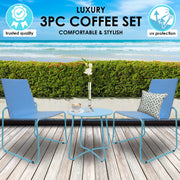 Milano 3pc Outdoor Furniture Steel/Rattan Coffee Table & Chairs Patio Garden Set