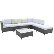 Milano 7 Piece Wicker Rattan Sofa Set Grey Outdoor Lounge Patio Furniture