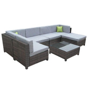 Milano 7 Piece Wicker Rattan Sofa Set Grey Outdoor Lounge Furniture