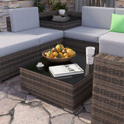 Milano 9 Piece Wicker Rattan Sofa Set Grey Outdoor Lounge Furniture