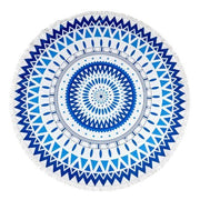 Milano Round Beach Towel with Tassels Print 140 cm 350 GSM Microfibre Blanket