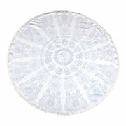 Milano Round Beach Towel with Tassels Print 140 cm 350 GSM Microfibre Blanket