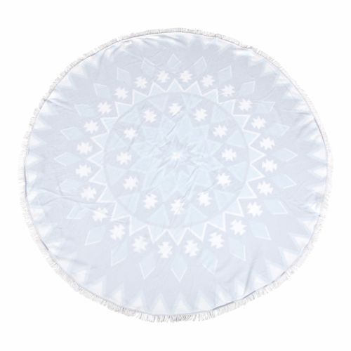 Milano Round Beach Towel with Tassels Print 140 cm 350 GSM Microfibre Blanket