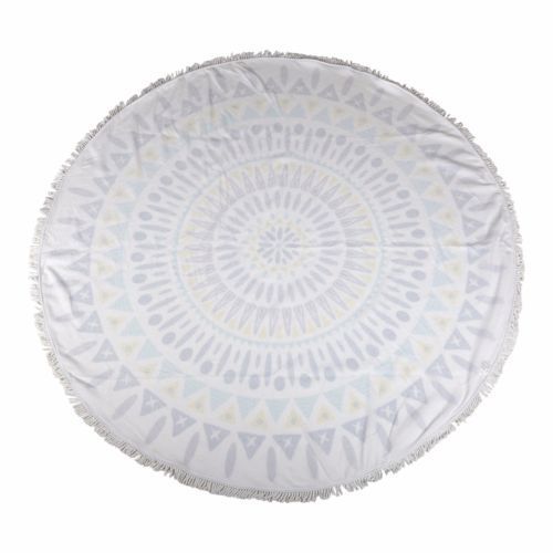 Milano Round Beach Towel with Tassels Print 140 cm 350 GSM Microfibre Blanket