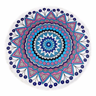 Milano Round Beach Towel with Tassels Print 140 cm 350 GSM Microfibre Blanket