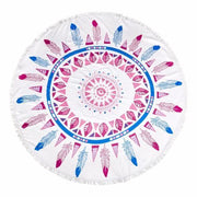 Milano Round Beach Towel with Tassels Print 140 cm 350 GSM Microfibre Blanket